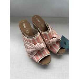 Toms Women’s Junie Orange Cabana Stripes Knot Sz 9.5 Heel NWT Summer